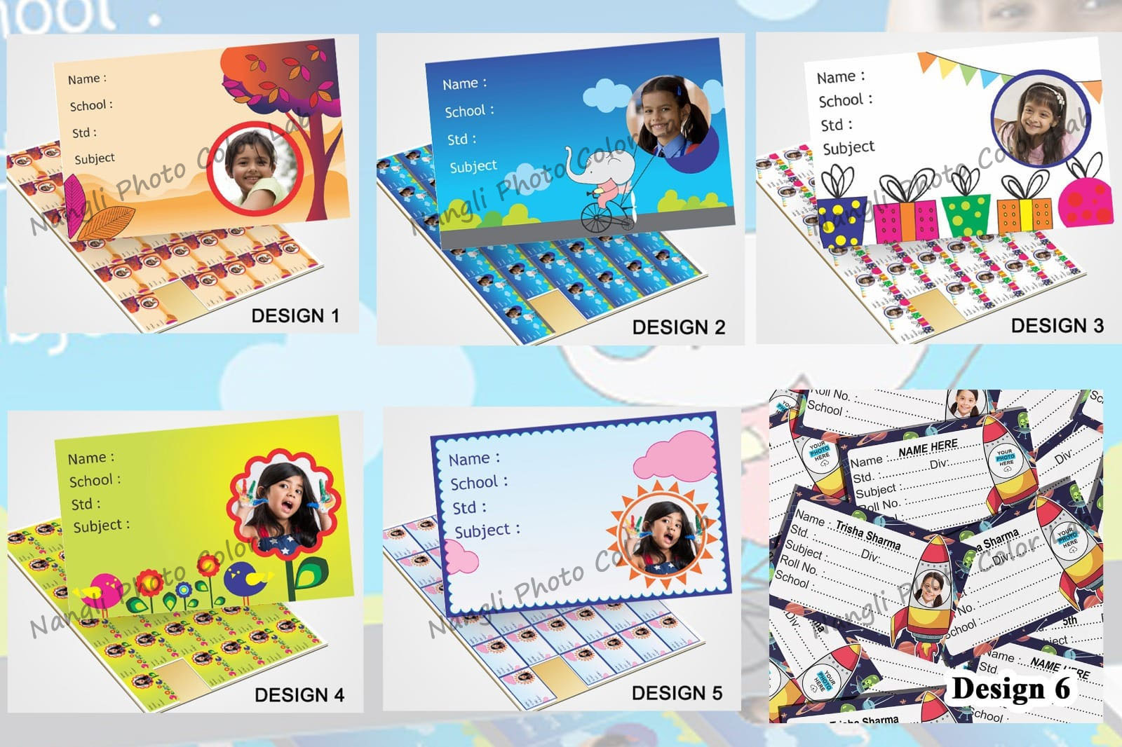 CUSTOMISED BOOK STICKERS ( DESIGN 1 TO 6 )