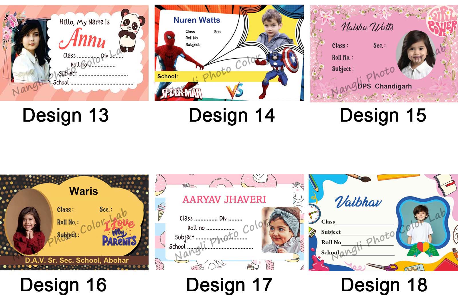CUSTOMISED BOOK STICKERS ( DESIGN 13 TO 18 )