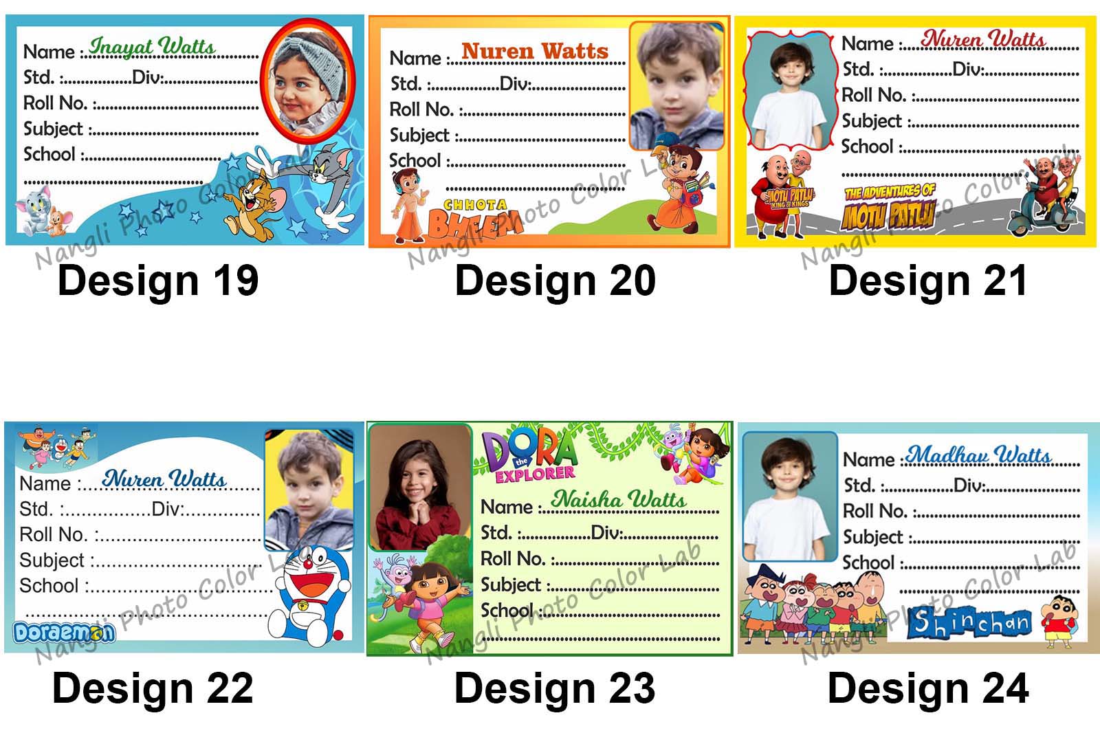 CUSTOMISED BOOK STICKERS ( DESIGN 19 TO 24 )