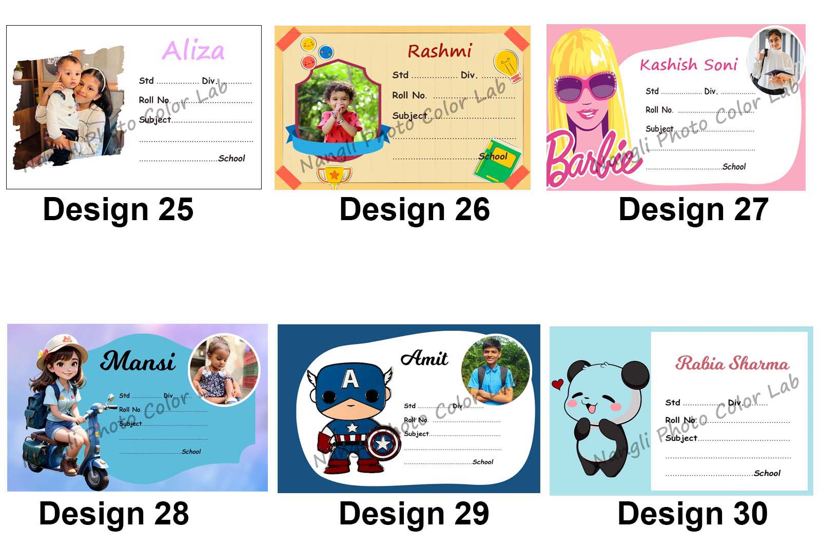 CUSTOMISED BOOK STICKERS ( DESIGN 25 TO 30 )