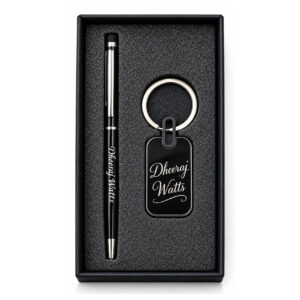PEN SET STYLUS + GLASS KEYRING BLACK
